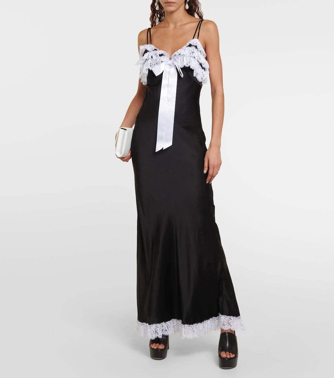 Rodarte - Lace-trimmed silk maxi dress