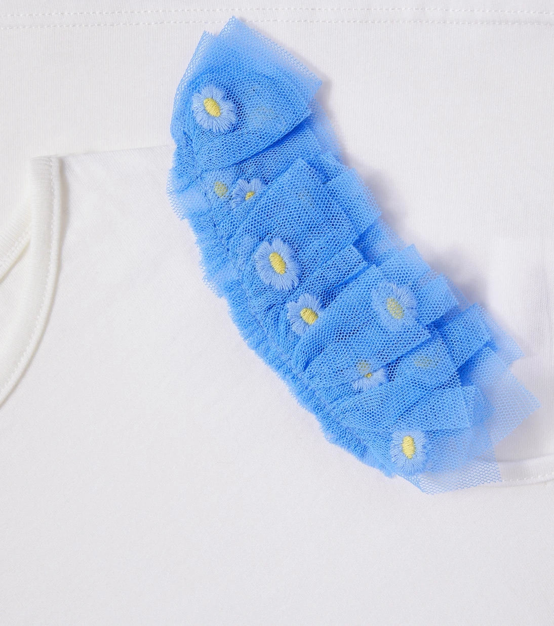 Stella McCartney Kids - بلوزة من جيرسيه القطن بحواف من التول