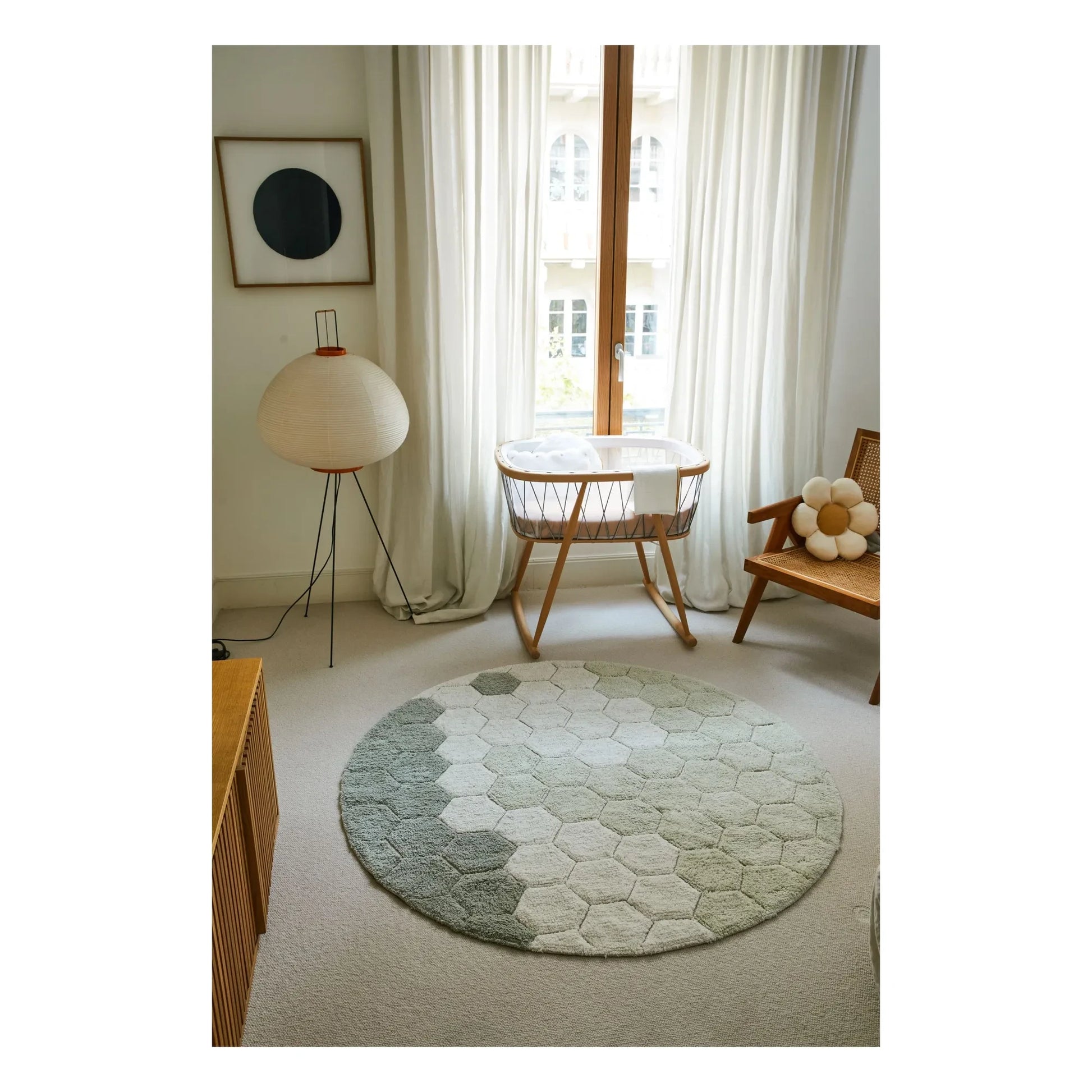 Lorena Canals - Honeycomb round carpet | Grey blue