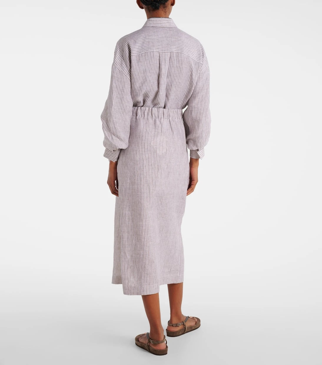 Brunello Cucinelli - Striped linen wrap skirt