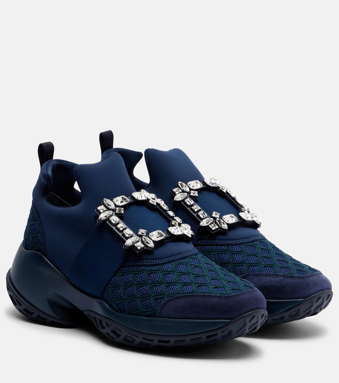 Roger Vivier - Viv' Run suede-trimmed slip-on sneakers