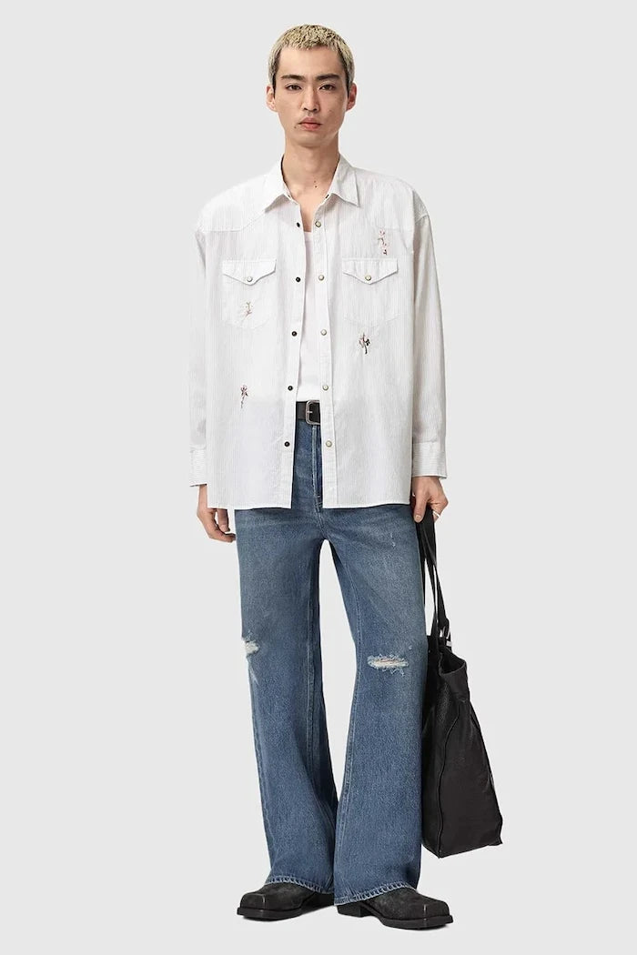 Памучна риза AllSaints PORTMAN