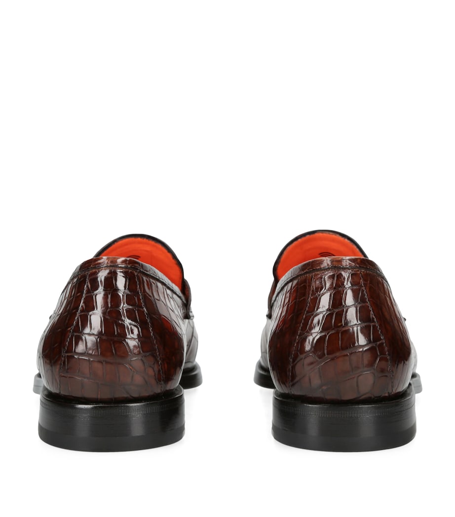 Crocodile Leather Carlos Penny Loafers