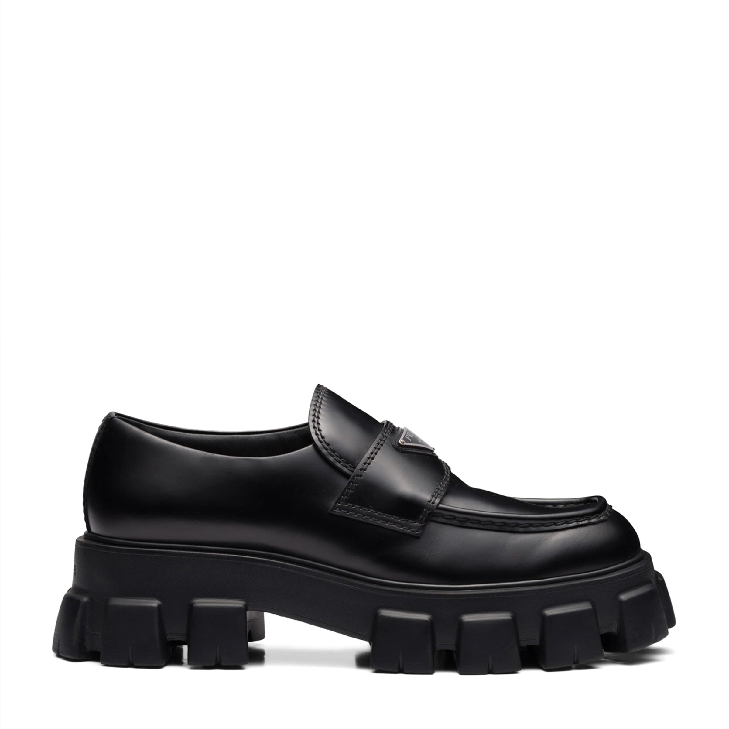 Brushed Leather Monolith Loafers