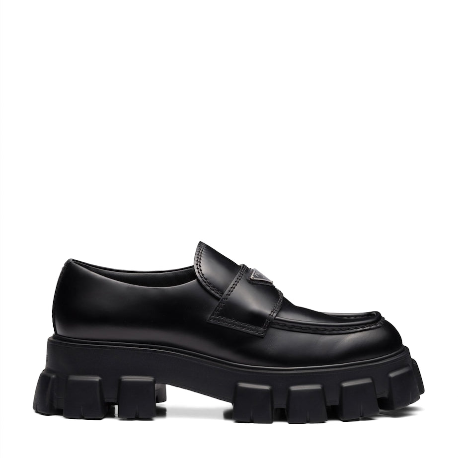 Brushed Leather Monolith Loafers