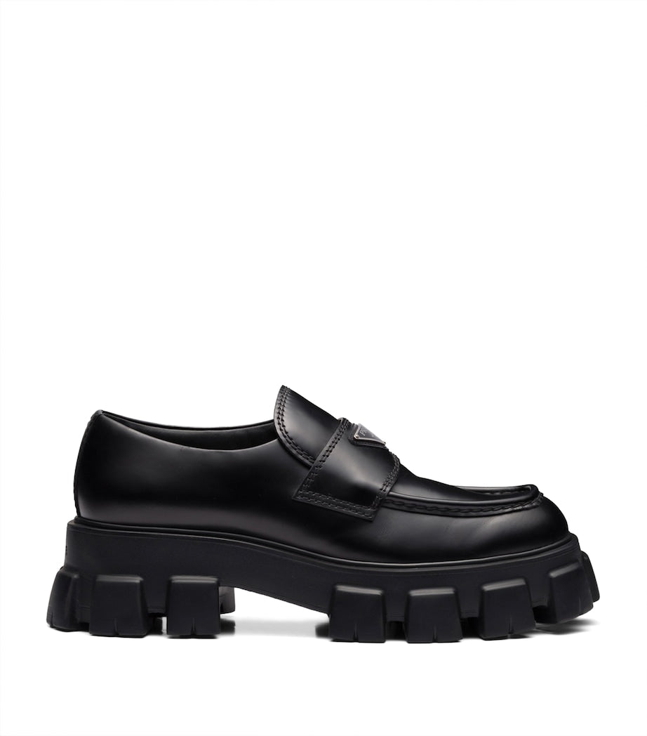 Brushed Leather Monolith Loafers
