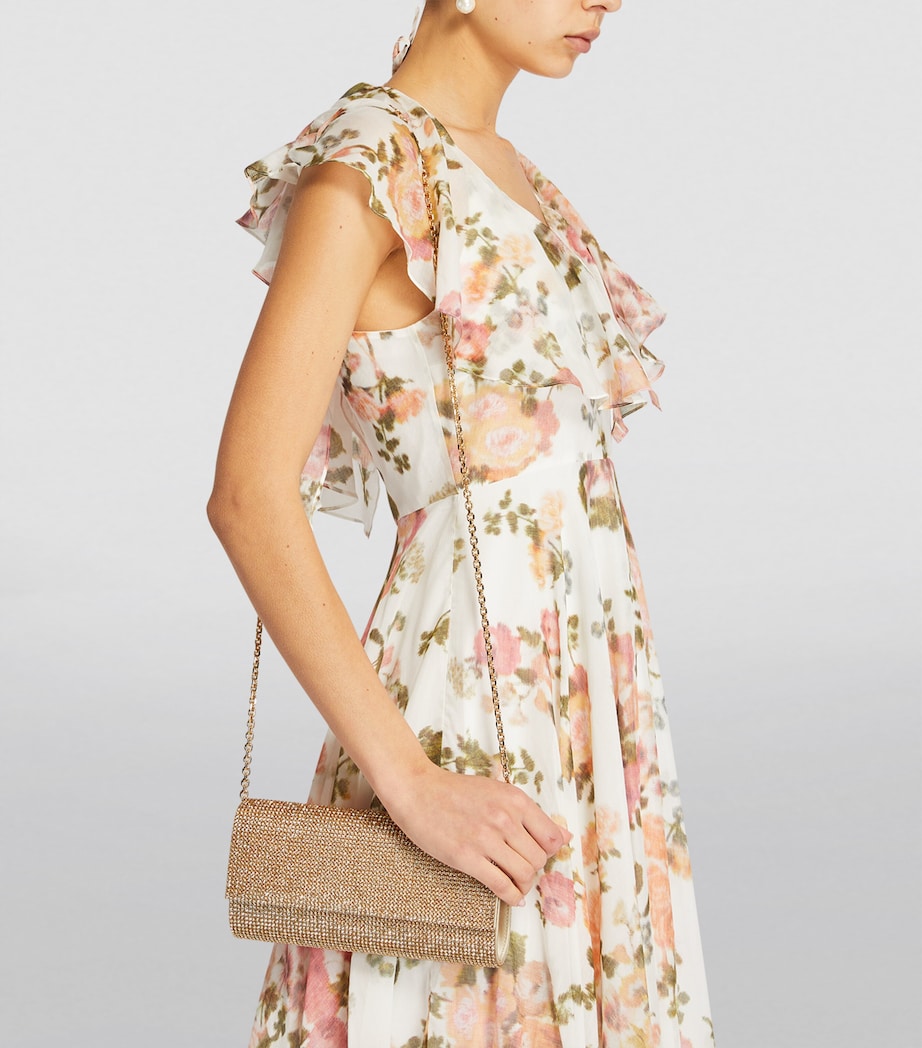 Satin Crystal-Embellished Perry Clutch Bag