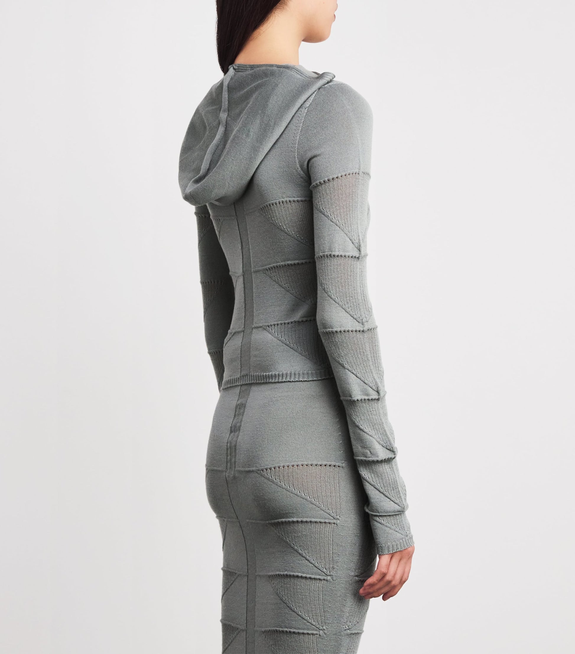 Rick Owens Blue Virgin Wool Knitted Hoodie