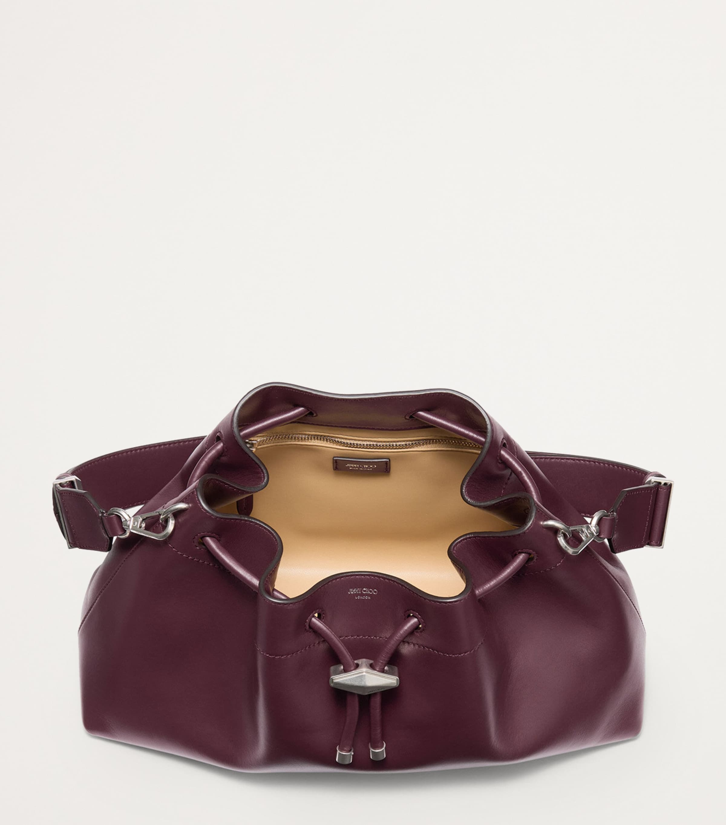 Red Medium Leather Cinch Bucket Bag