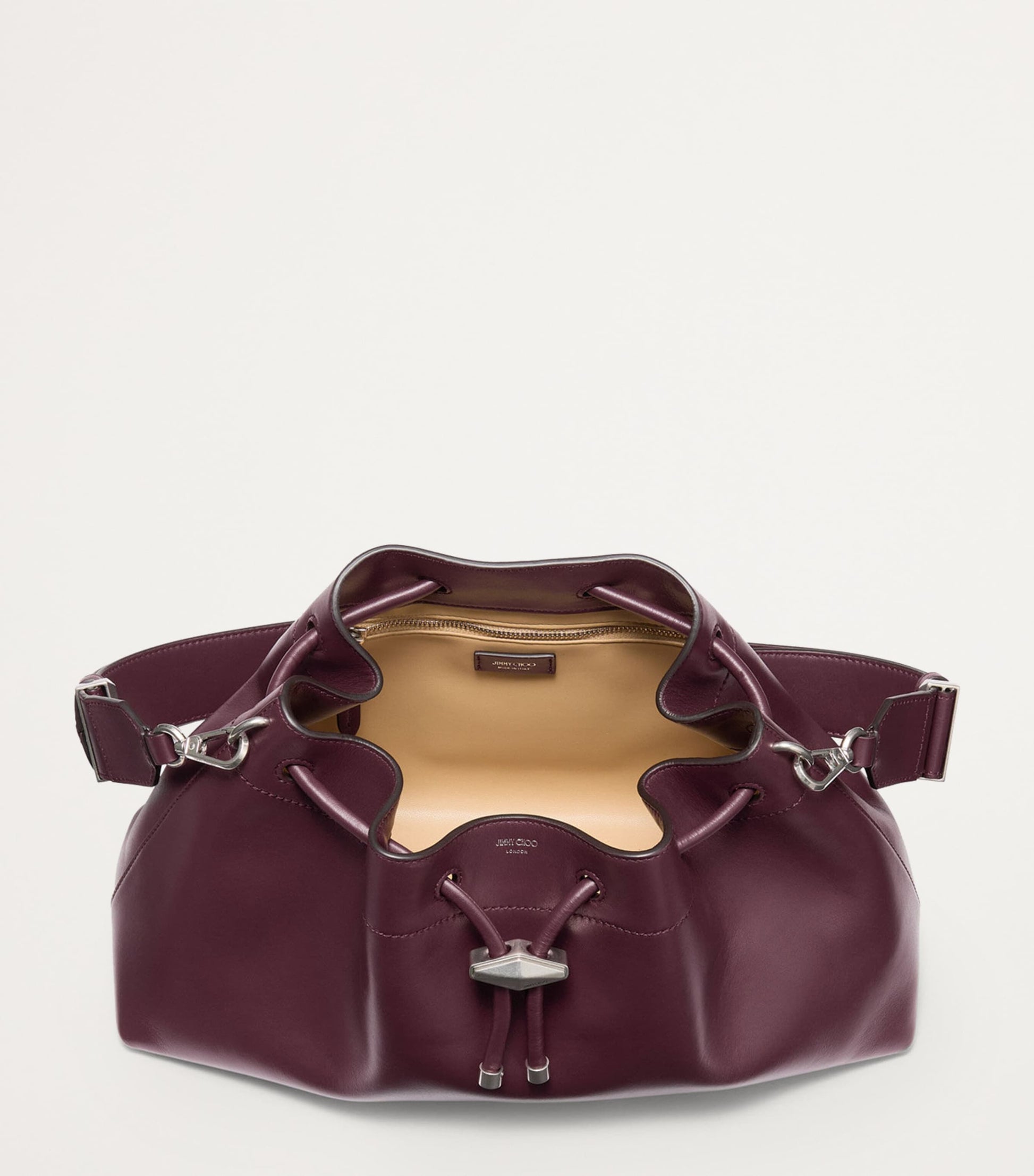 Red Medium Leather Cinch Bucket Bag