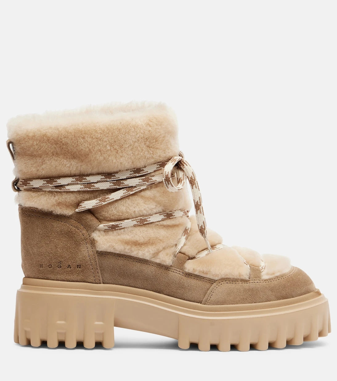 Hogan - Shearling and suede ankle boots