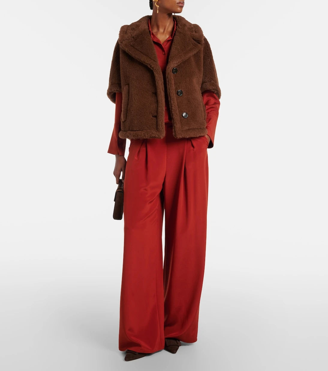 Max Mara - بنطلون بالوديه بقصة أرجل واسعة من الكريب المخلوط بالحرير
