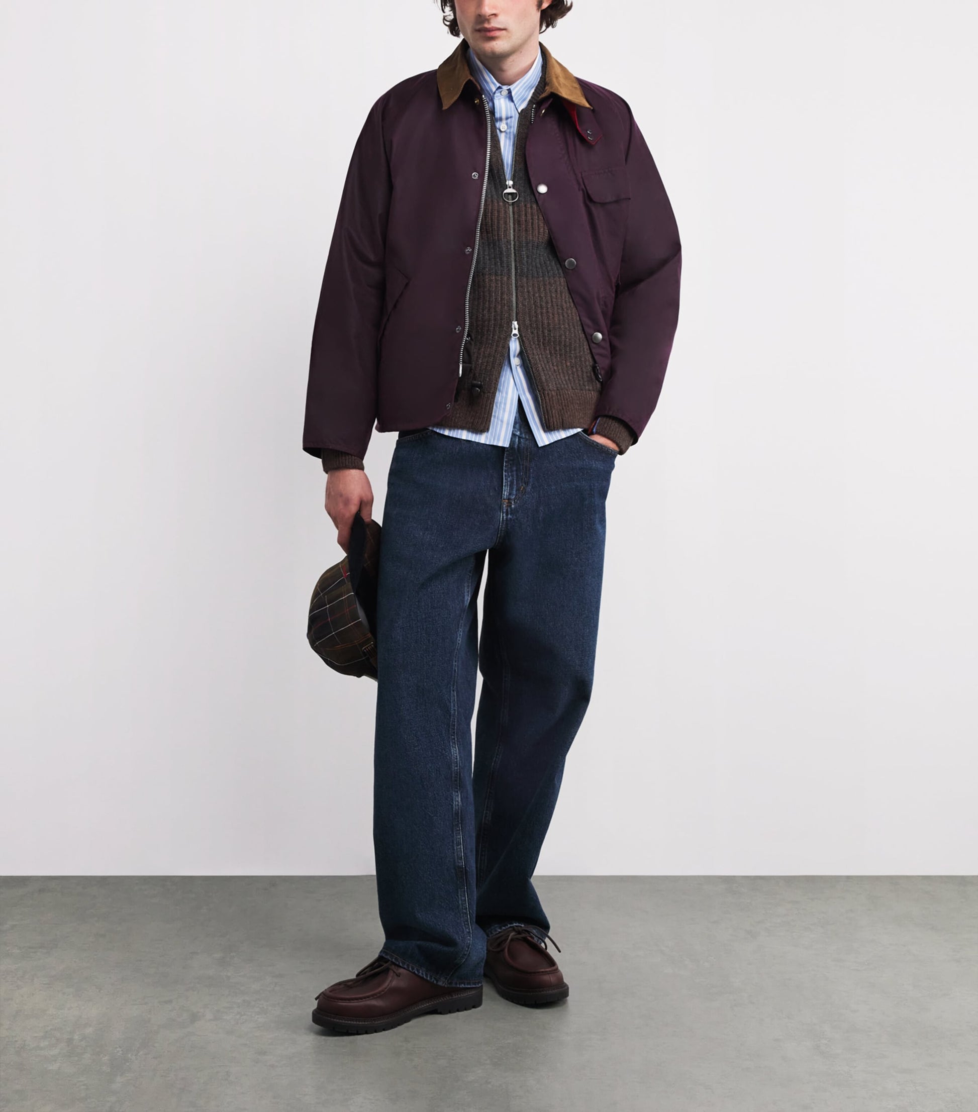 Barbour x Paul Smith Wool Stripe Zip-Up Cardigan RUSTIC