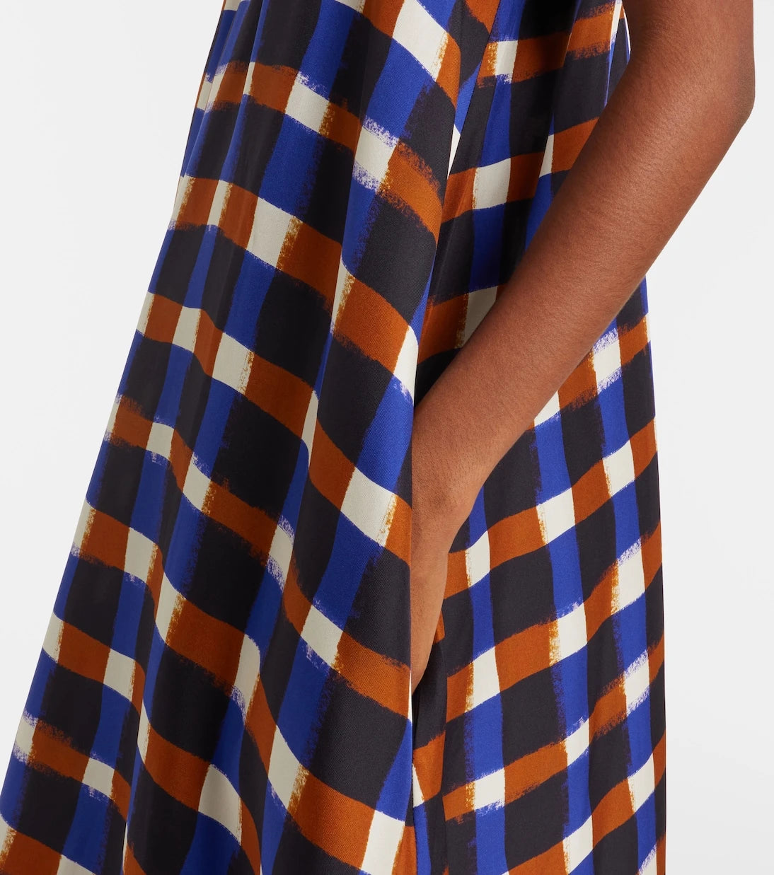 Asceno - Napoli checked silk twill maxi dress