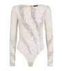 LAPOINTE Beige Rhinestone Swirl Bodysuit