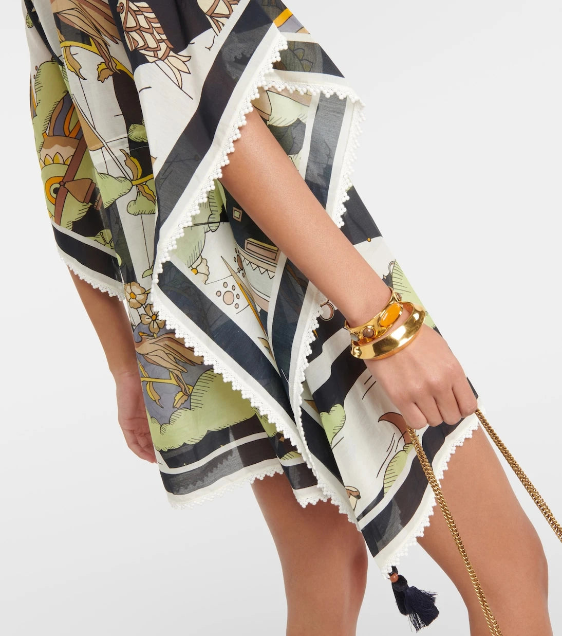 Tory Burch - فستان قصير من القطن والحرير المطبوع