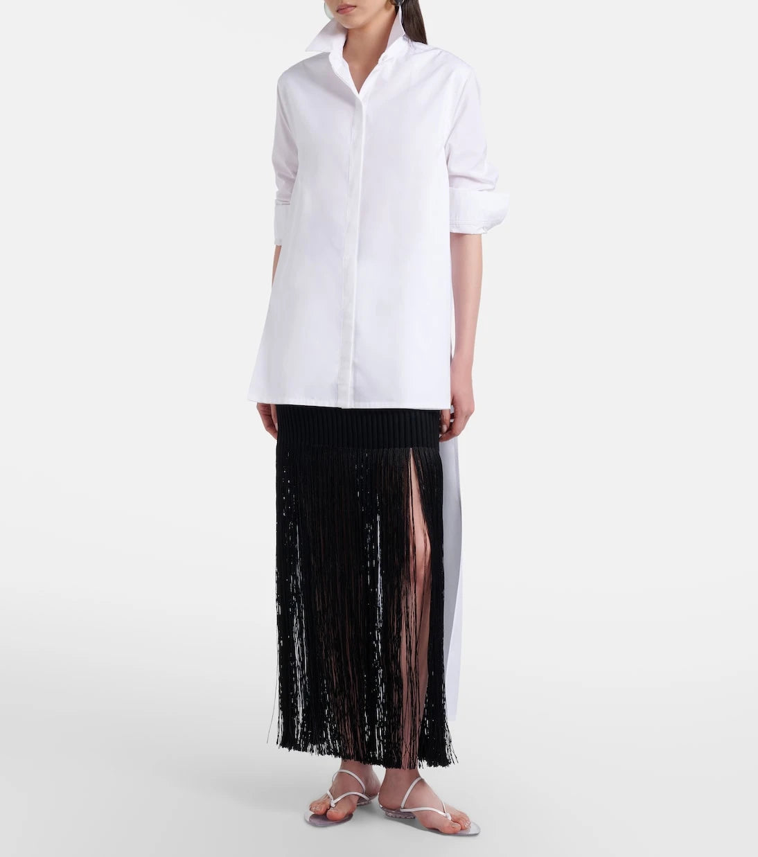 Alaïa - Fringed ribbed-knit skirt