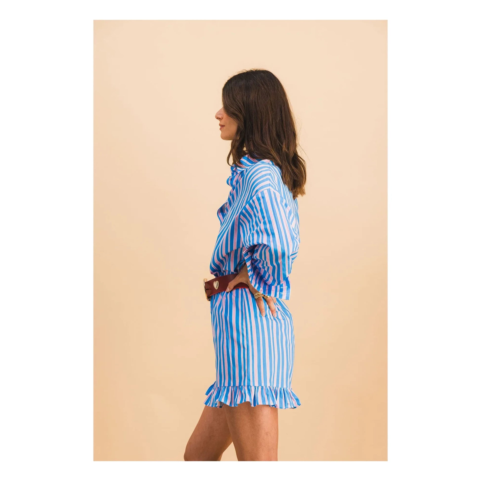Elise Chalmin - Dario Cotton Striped Shorts | Blue