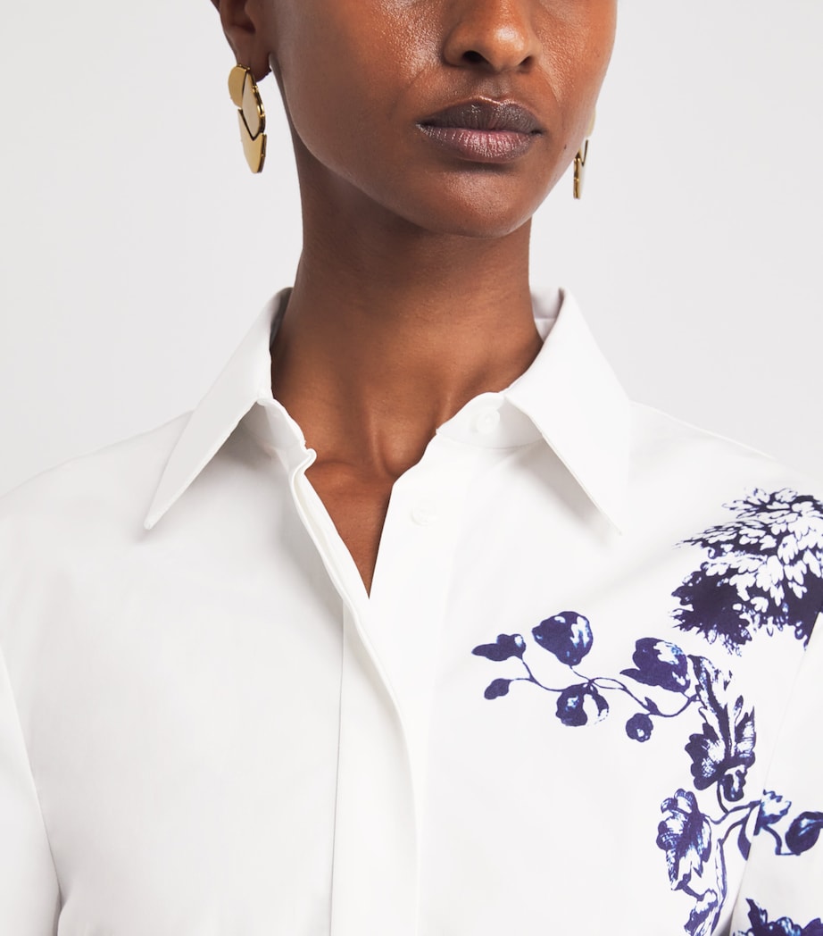 Cotton Floral Midi Shirt Dress
