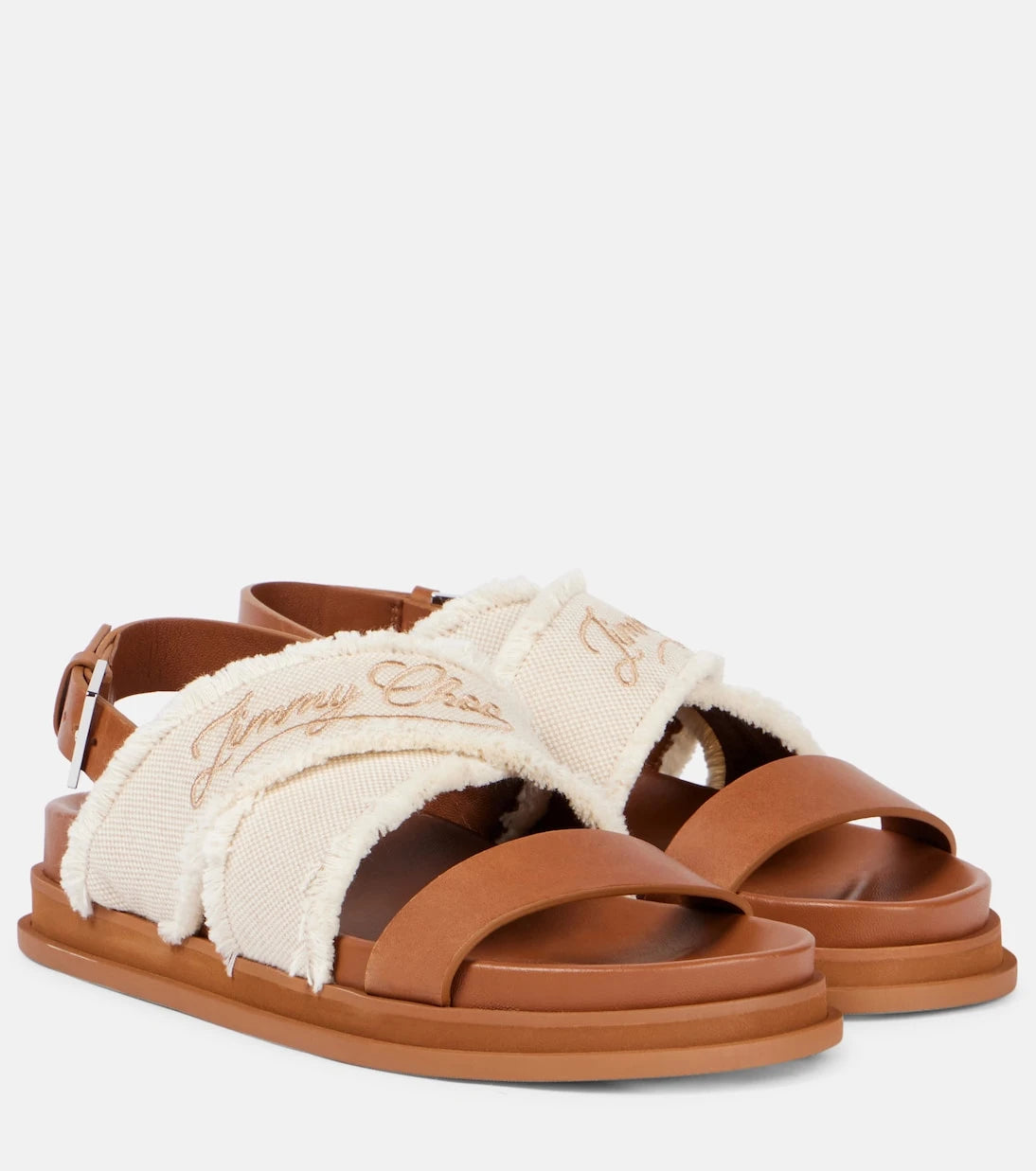 Jimmy Choo - Joa embroidered canvas and leather sandals