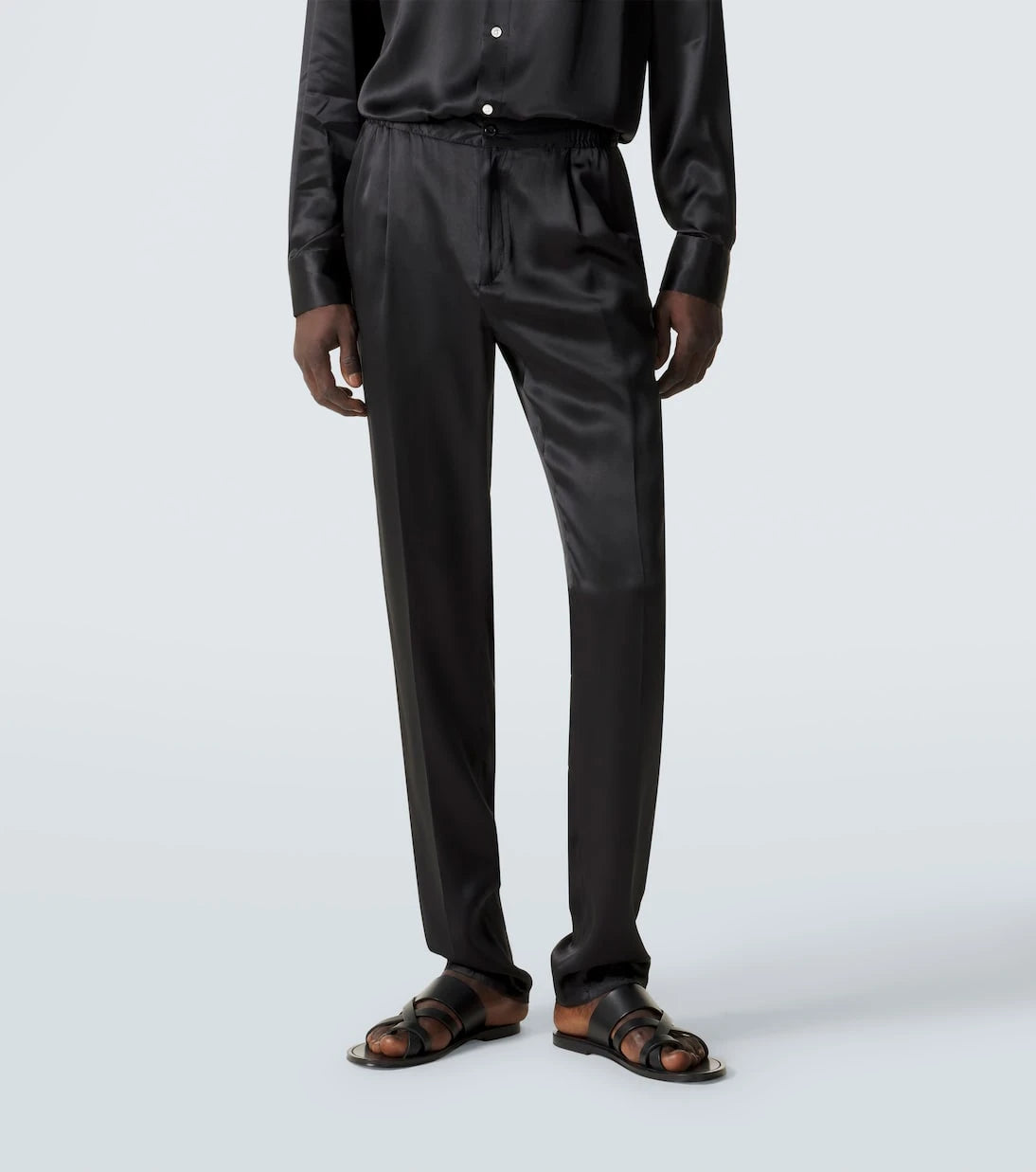 Rubinacci - Reversible silk straight pants