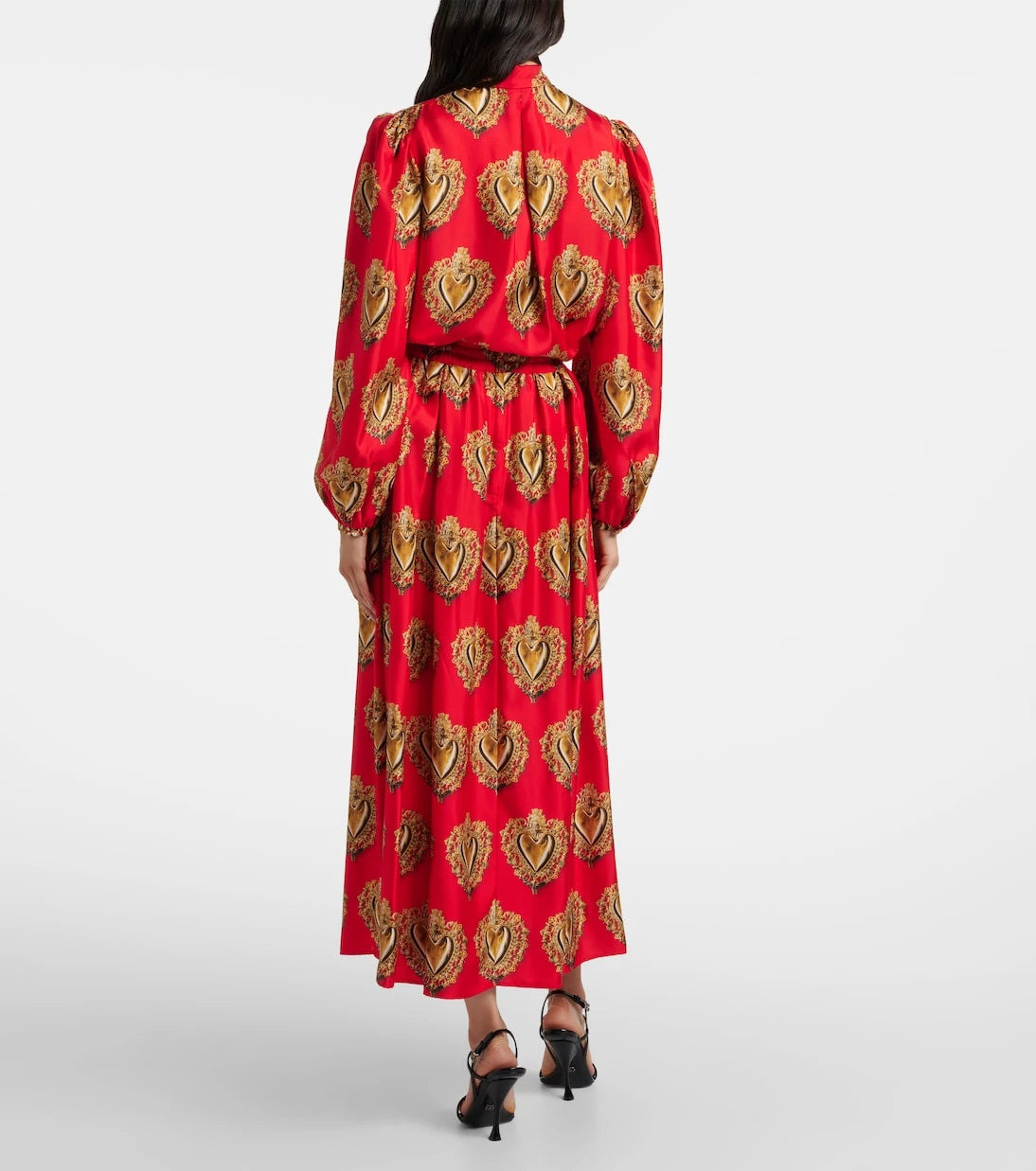 Dolce&Gabbana - تنورة طويلة من الساتان الحريري المطبوع