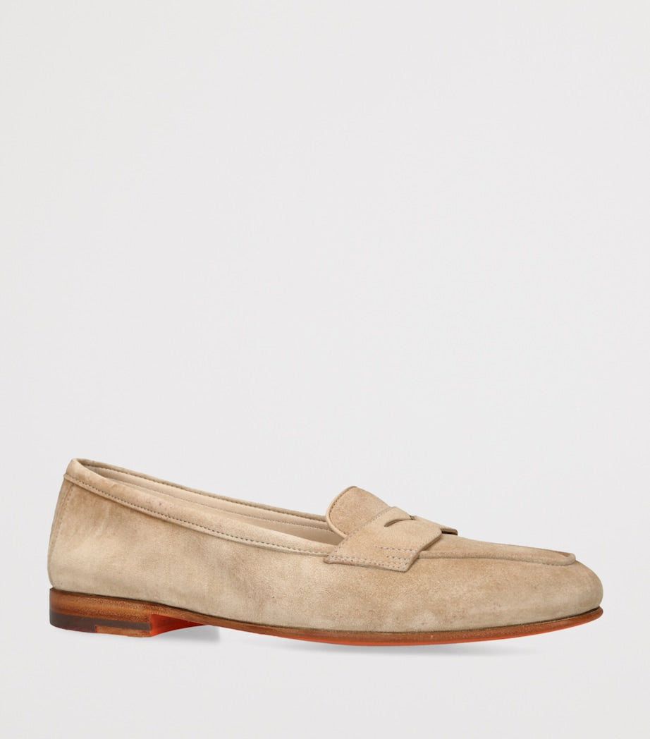 Santoni Beige Suede Carla Loafers