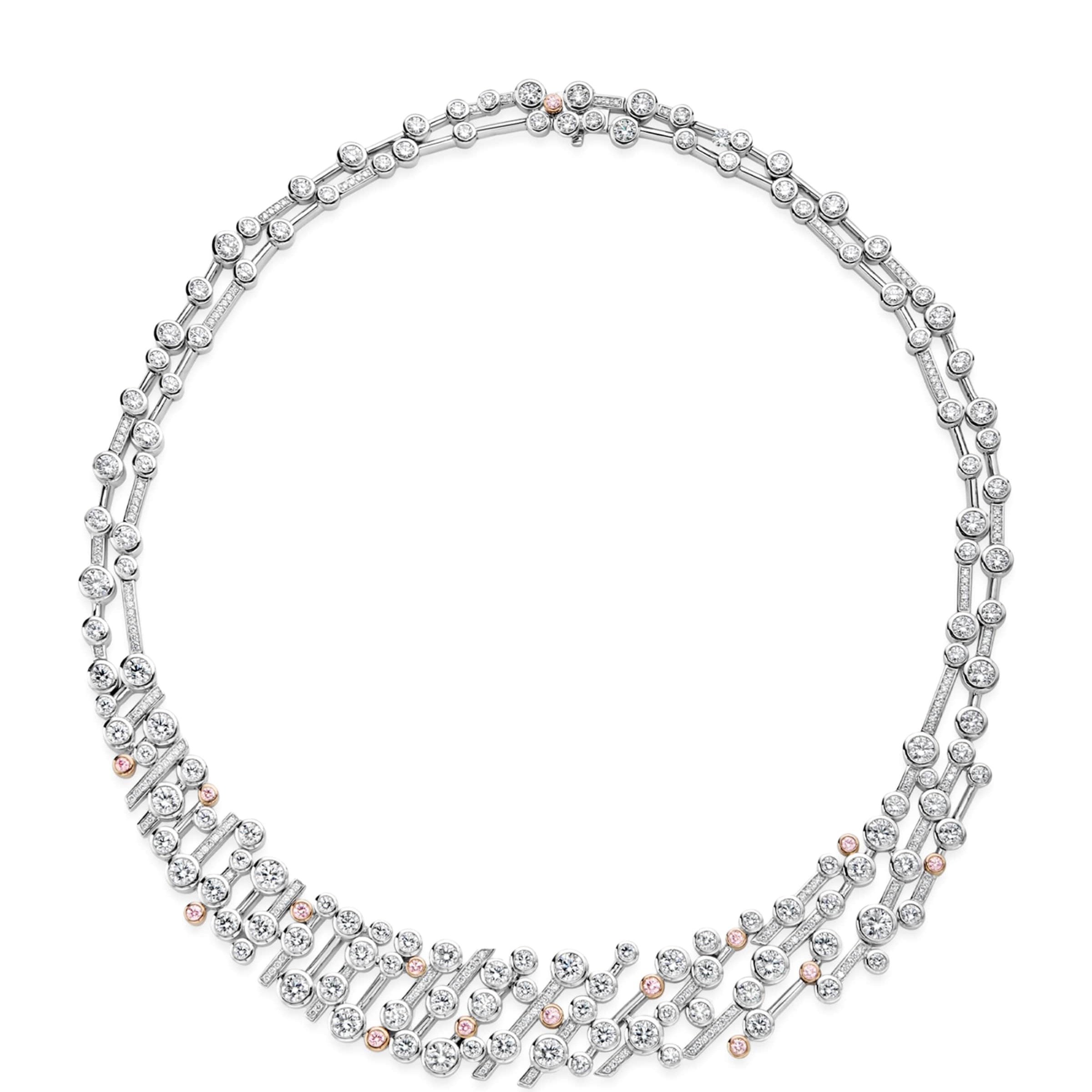Platinum, Rose Gold and Diamond Raindance Necklace