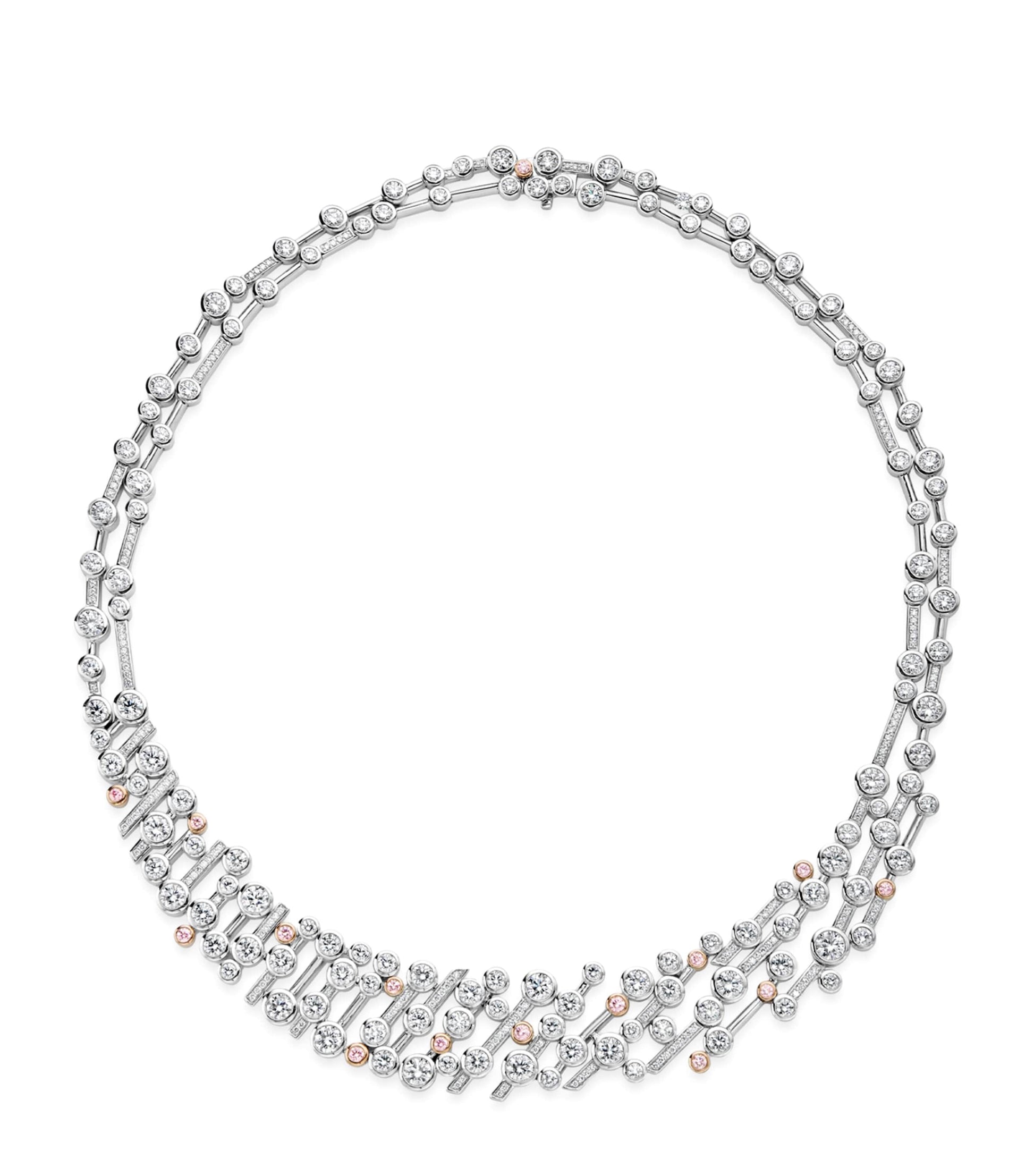 Platinum, Rose Gold and Diamond Raindance Necklace