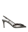 Valentino Garavani Grey Leather VLogo Slingback Pumps 80