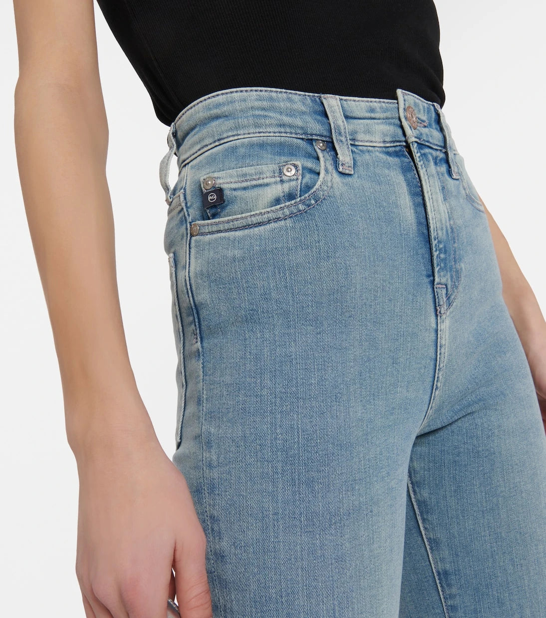 AG Jeans - بنطلون جينز باتي واسع بقصة عالية الخصر
