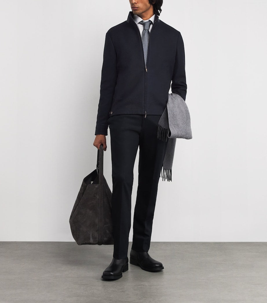 Navy Cashmere-Silk Lightweight Jacket