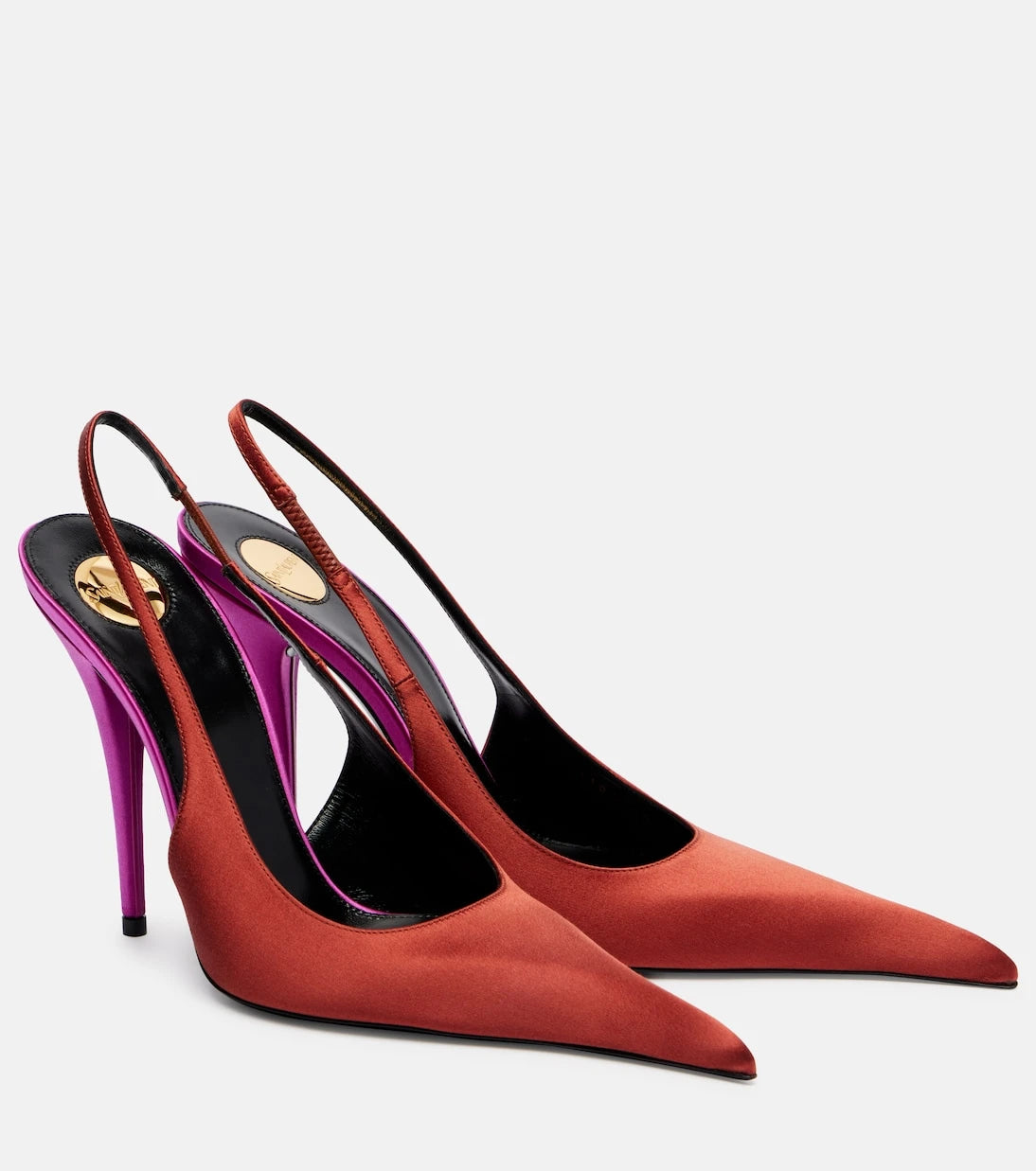 Saint Laurent - Deroche crêpe satin slingback pumps