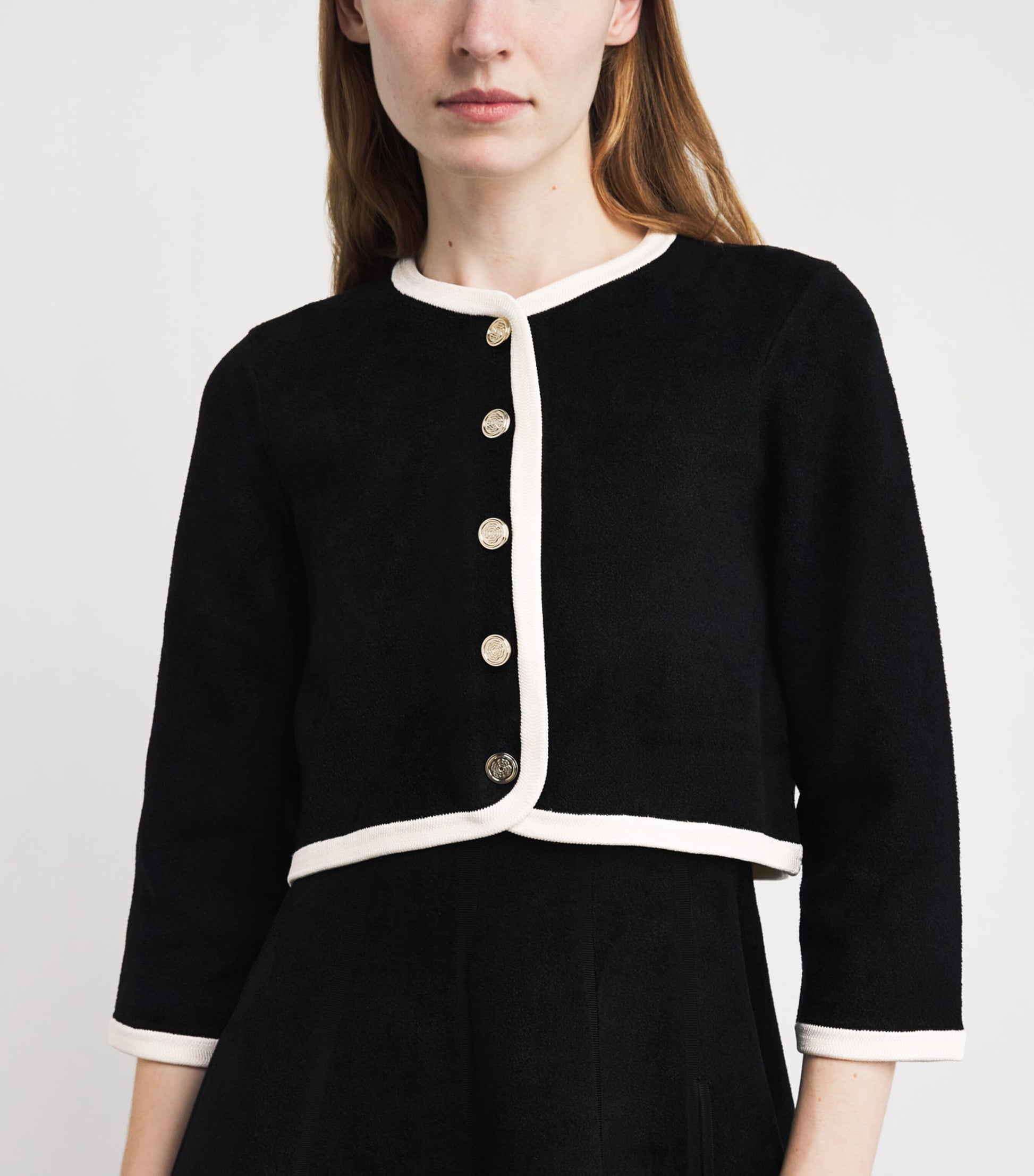 Maje Black Knitted Cardigan-Overlay Mini Dress