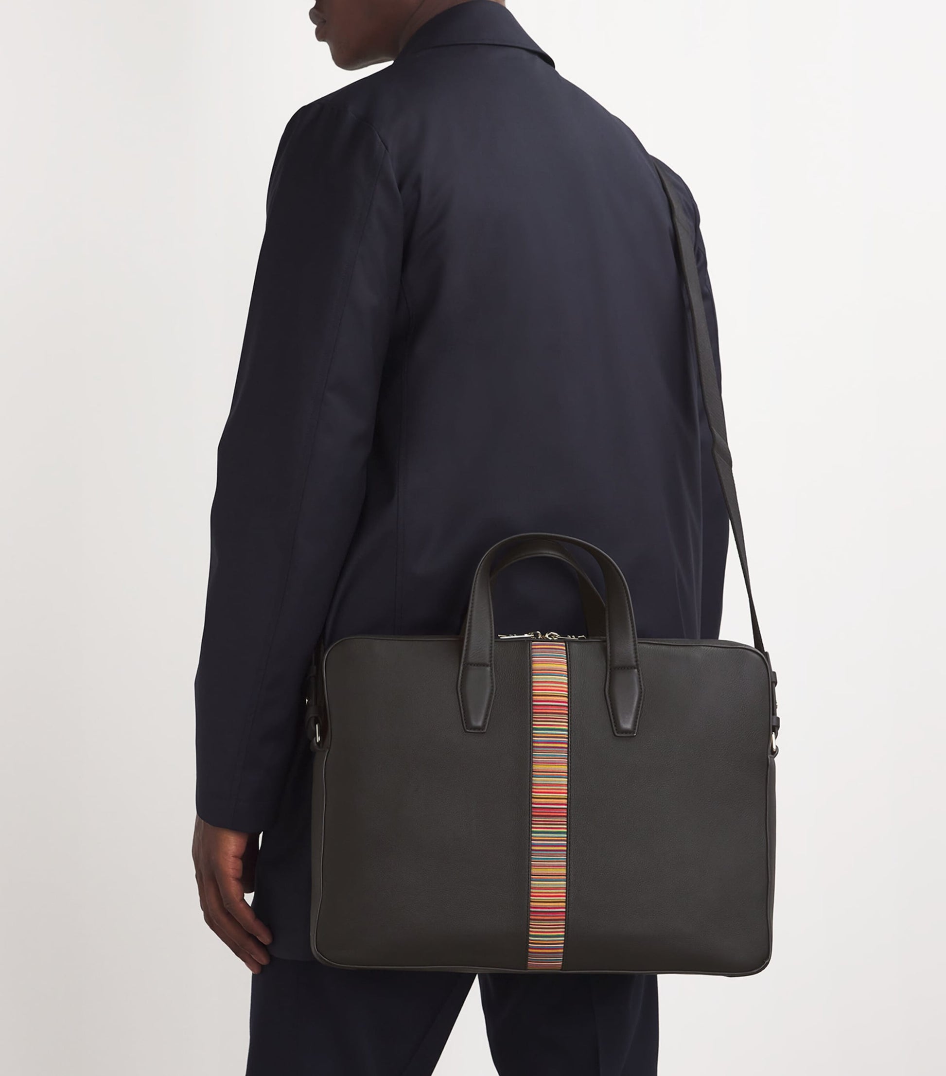 Leather Signature Stripe Briefcase