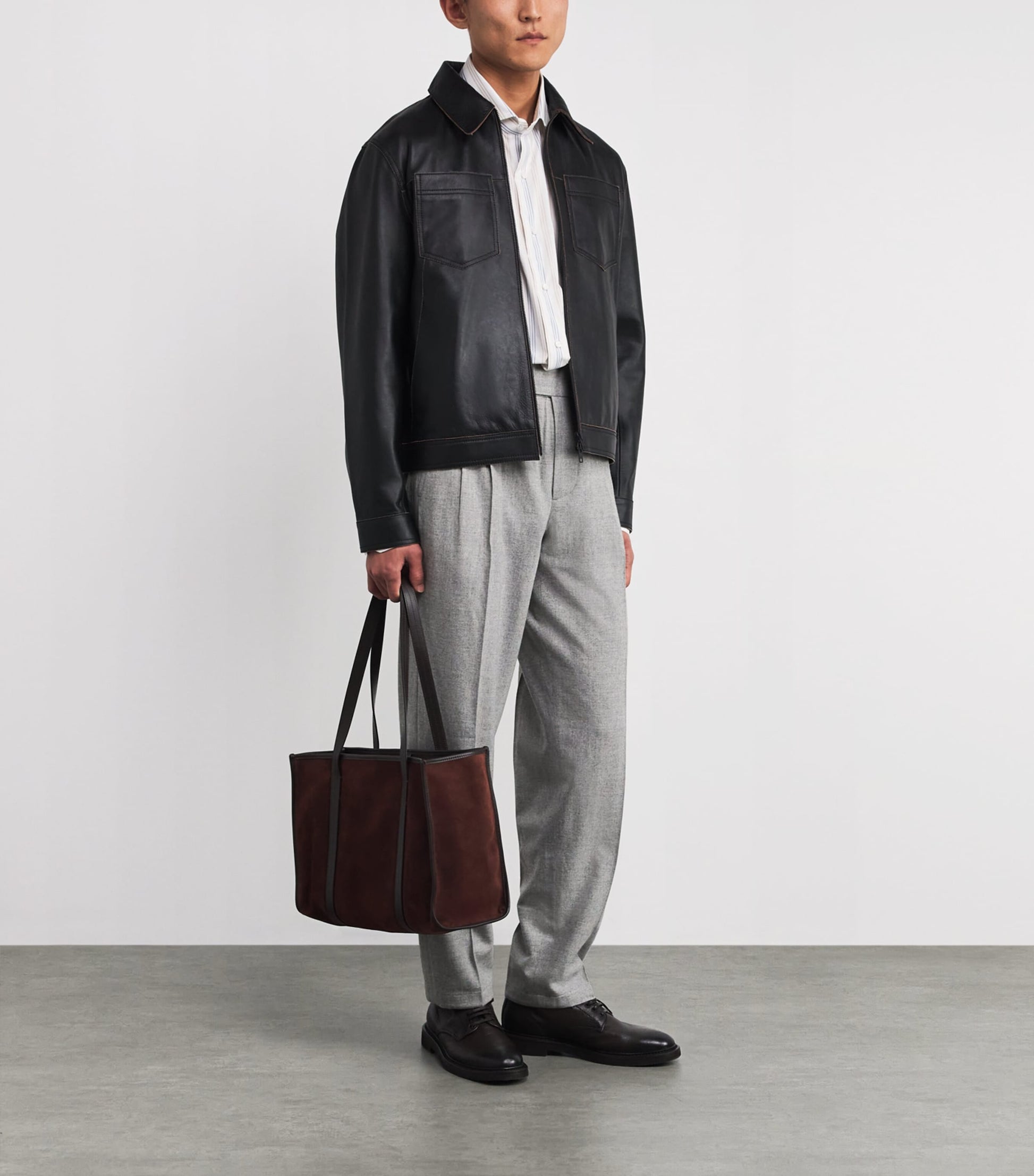 Wool-Blend Pleated Trousers