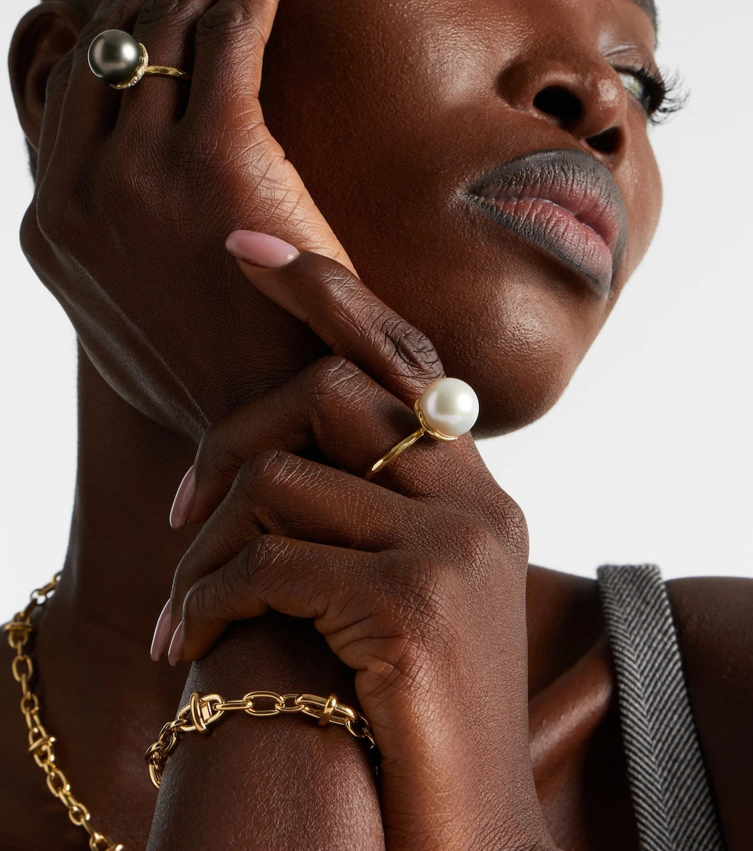Octavia Elizabeth - Orb 18kt gold ring with pearl