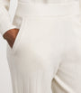 Max Mara White Cashmere Rib-Knit Trousers