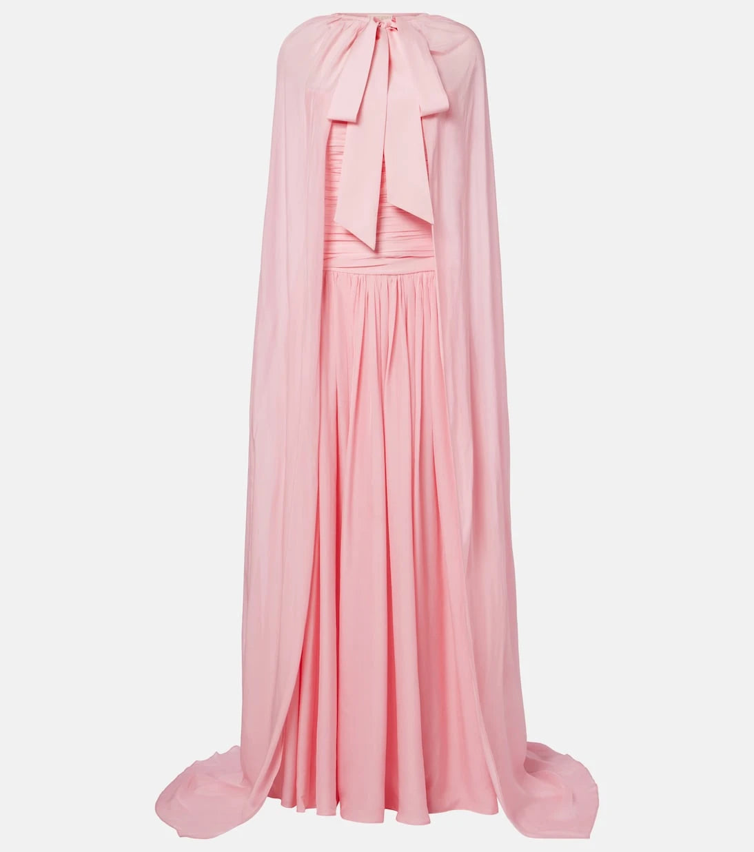 Là Fuori - Petal Pink draped caped gown