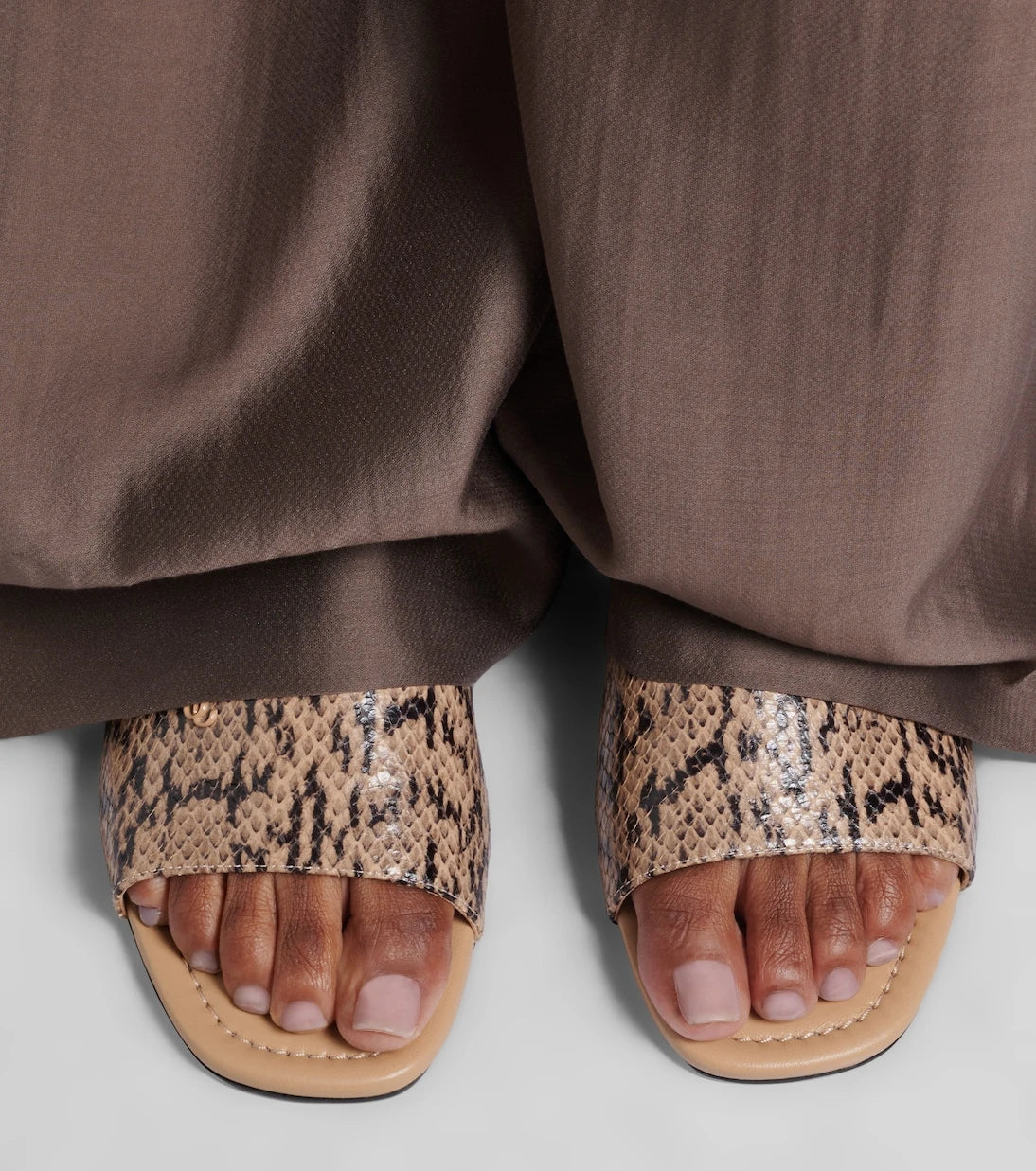Jimmy Choo - Dina snake-effect leather slides