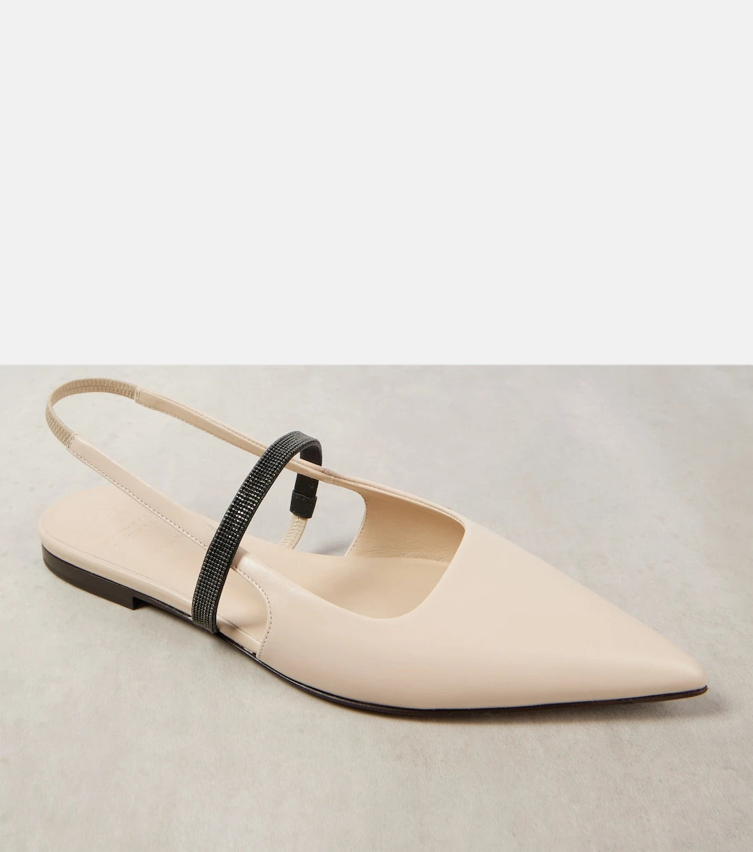 Brunello Cucinelli - Pointy leather slingback pumps