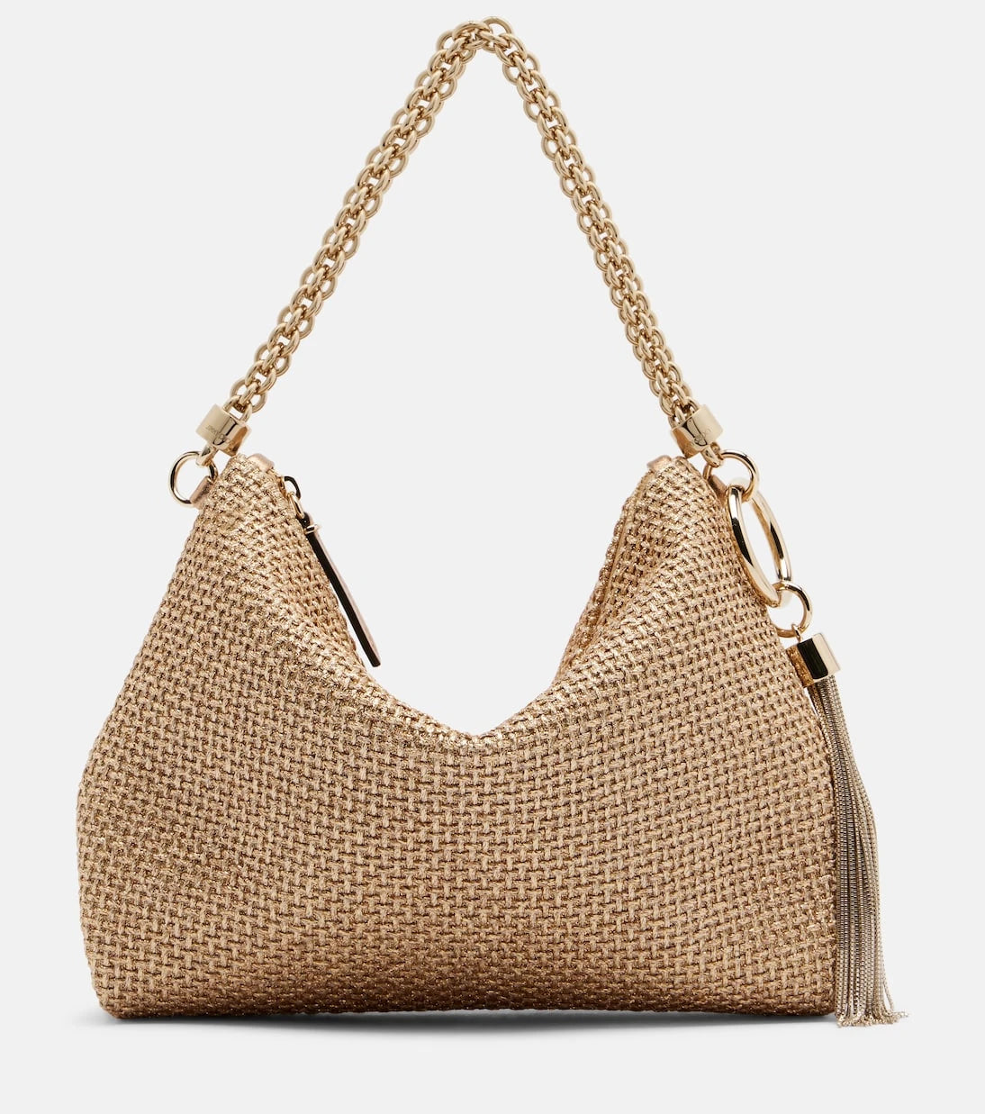 Jimmy Choo - Callie Medium raffia-effect shoulder bag