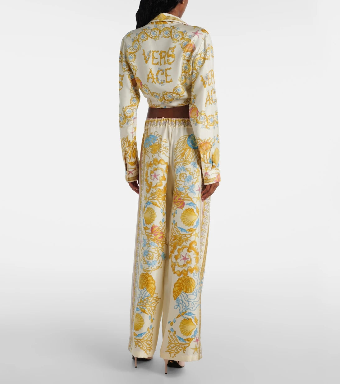 Versace - Underwater Barocco silk palazzo pants