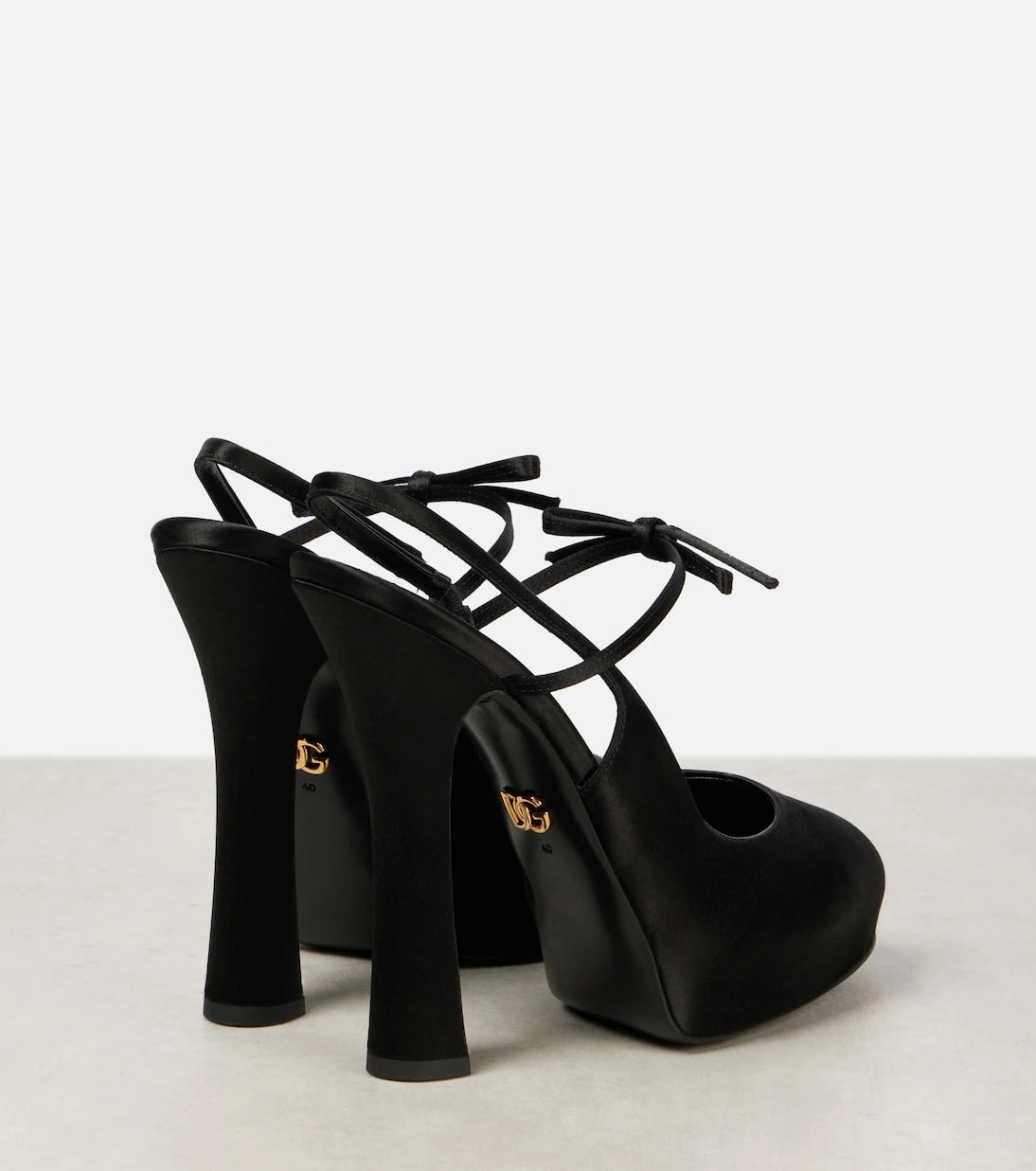 Dolce&Gabbana - Vally satin slingback platform pumps