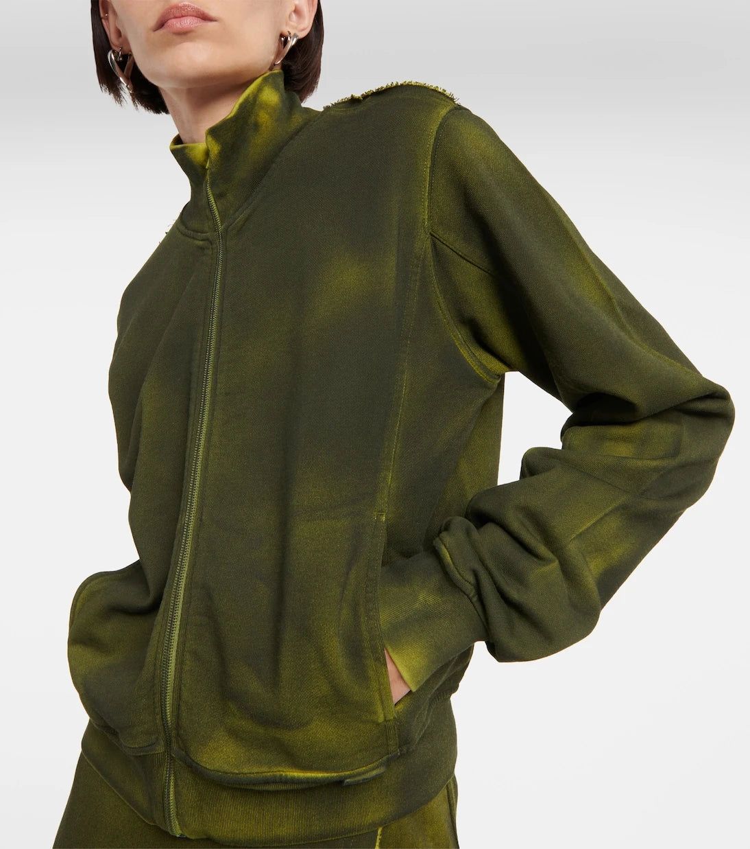 Acne Studios - سويت شيرت من القطن والصوف بسحاب