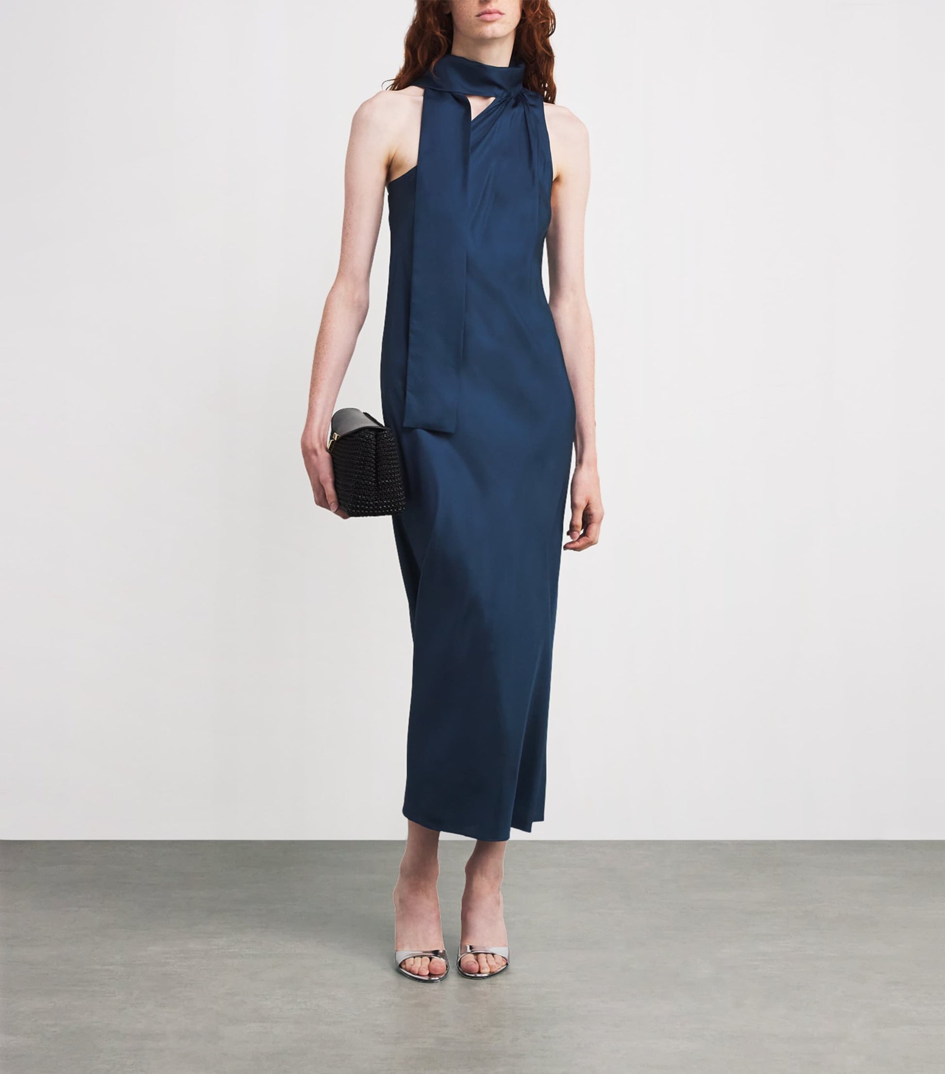 MAX&Co. Blue Silk Scarf Midi Dress