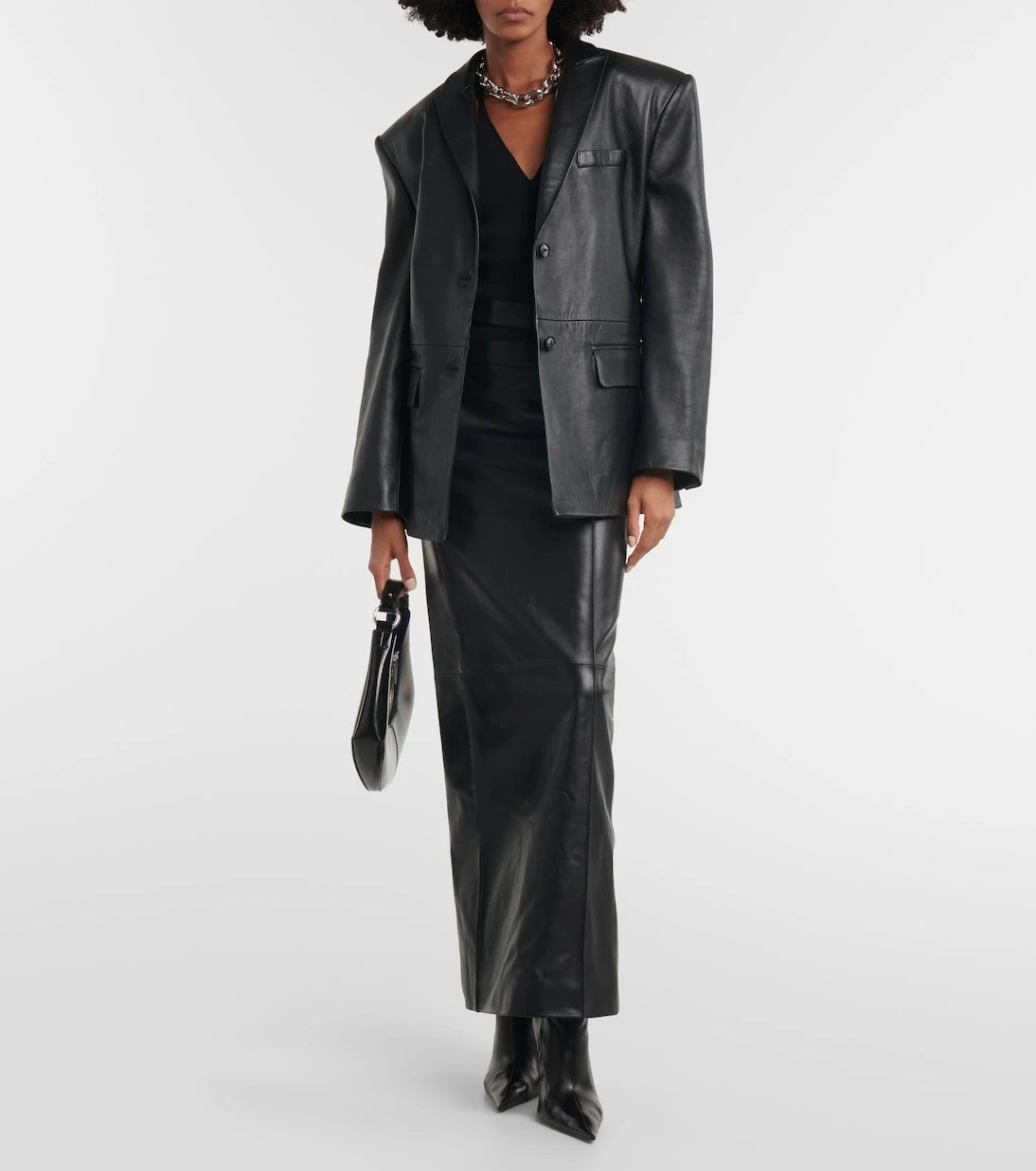 The Mannei - Ararat low-rise leather maxi skirt