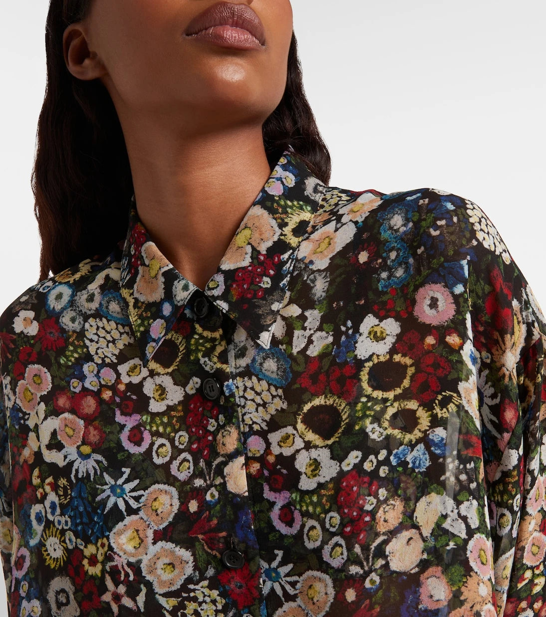 Khaite - Goya floral silk chiffon shirt