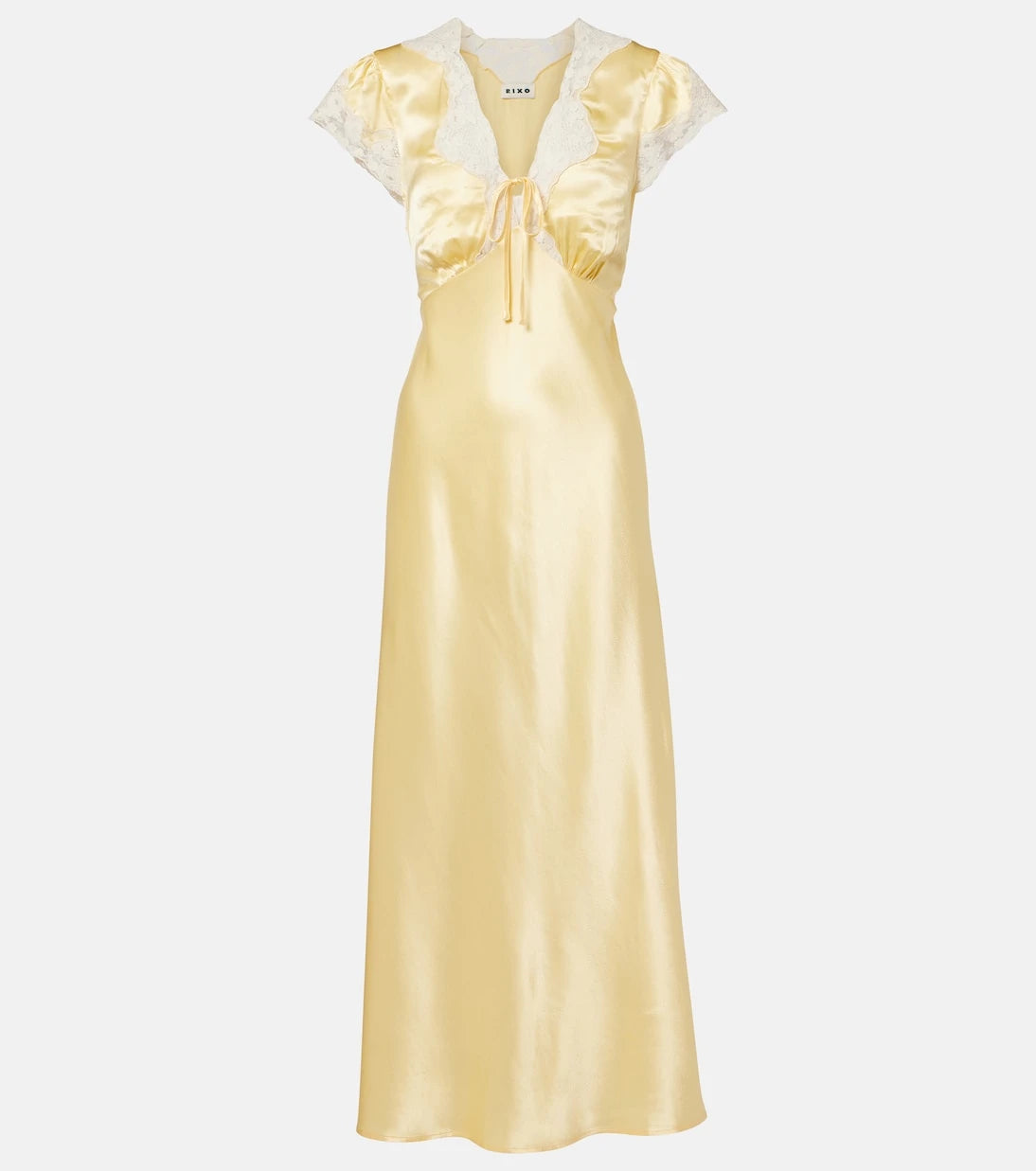 Rixo - Lace-trimmed satin midi dress
