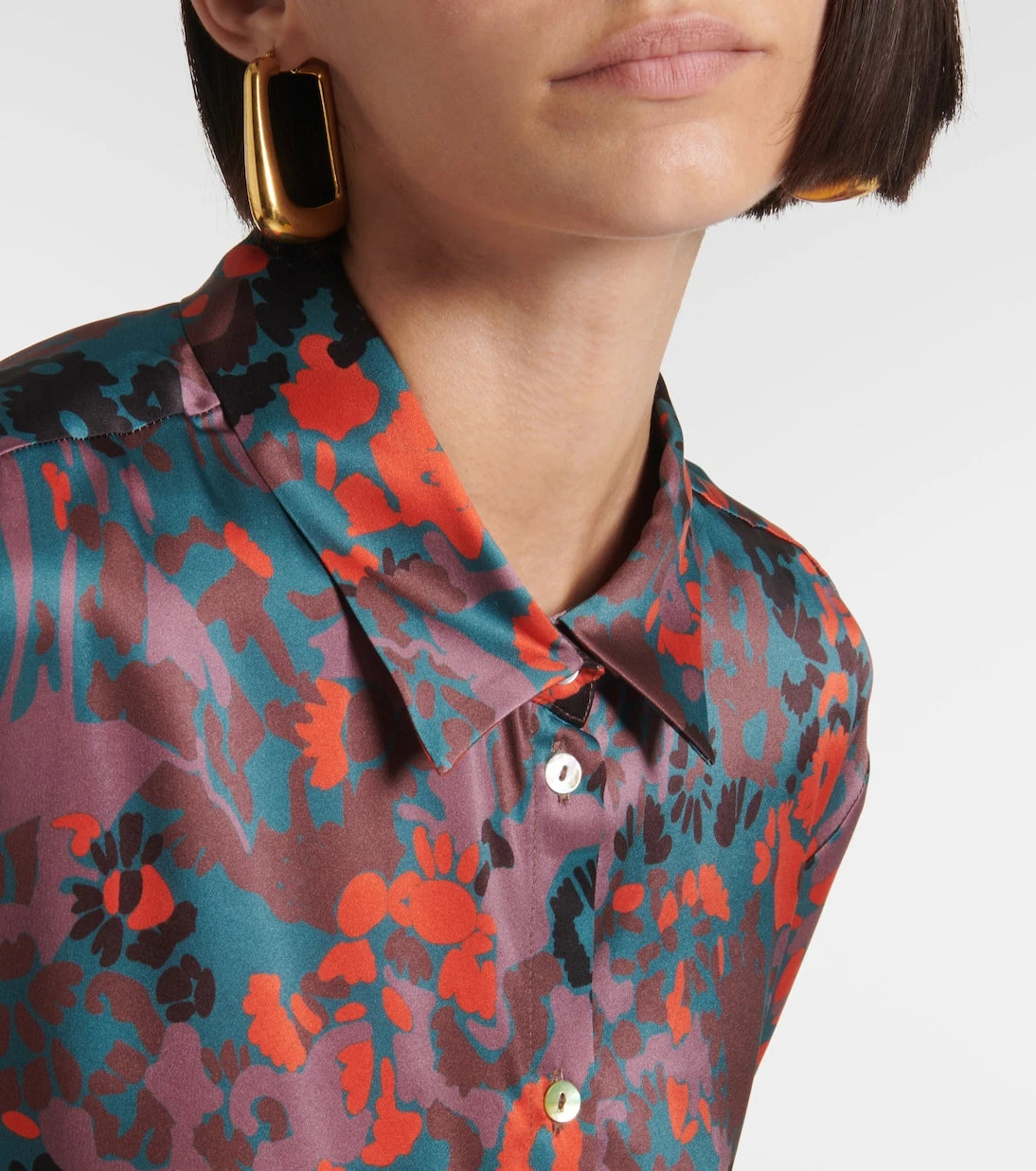 Asceno - Printed silk charmeuse shirt